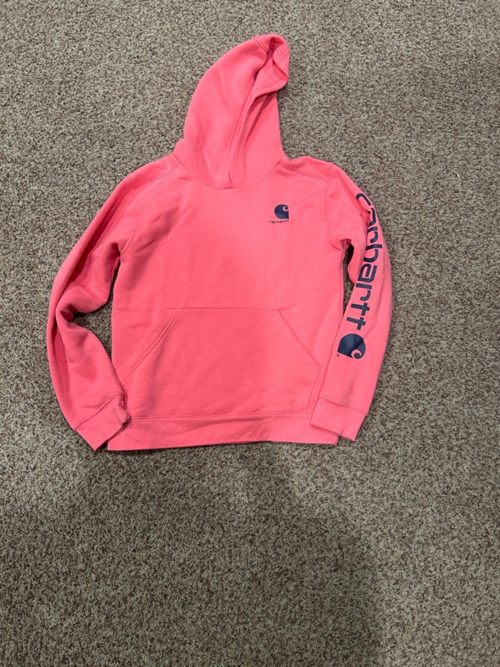 Carhartt Kids Pink Hoodie with Navy Logo